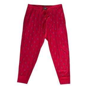 Polo Ralph Lauren Mens Allover Pony  Cotton Sleep Jogger Pant Red Sz XL